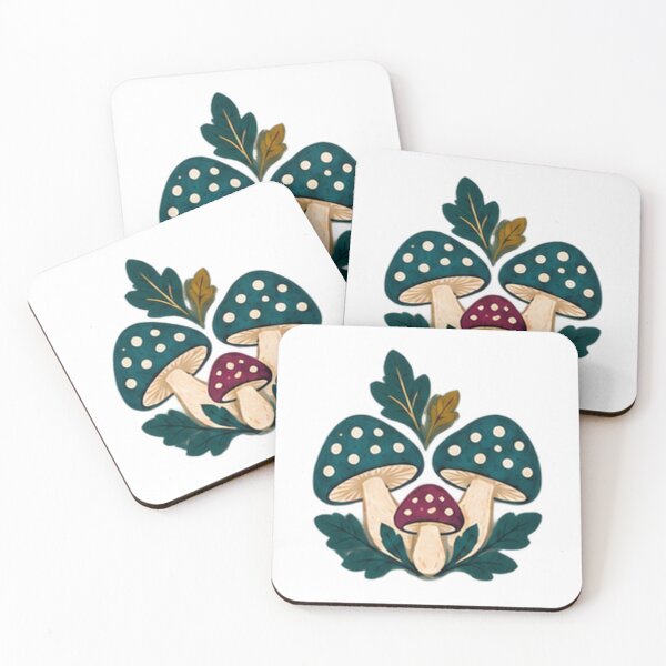 Item preview, Teal Spotted Mushroom Cluster, Nordic Folk Art Toadstools designed and sold by H. Doucette Studio.