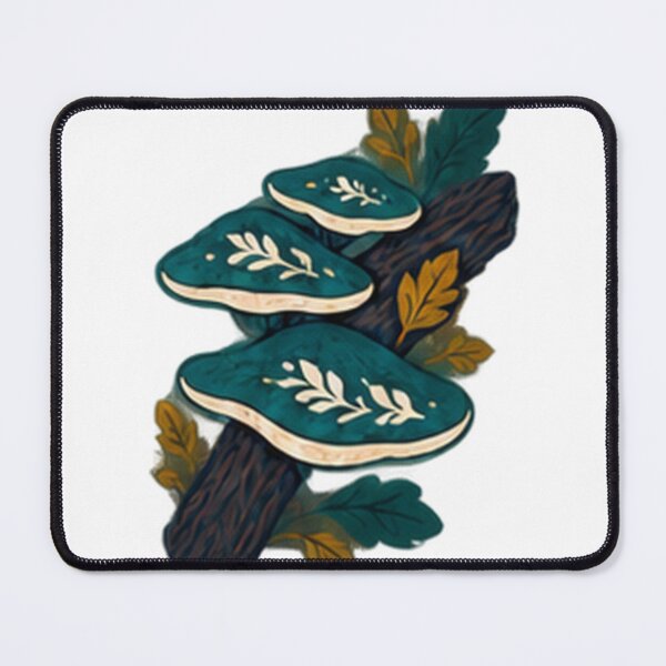 Item preview, Teal Shelf Fungi on a Branch, Folk Art Bracket Fungus designed and sold by H. Doucette Studio.