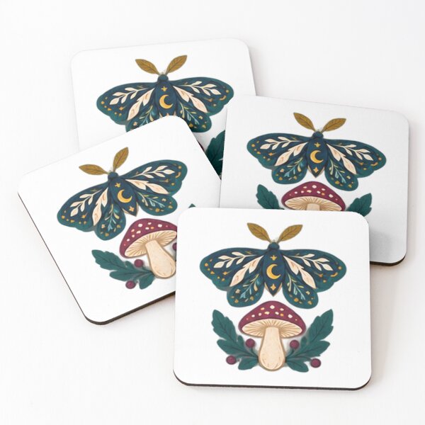 Item preview, Moth and Red Toadstool, Celestial Scandinavian Folk Art designed and sold by H. Doucette Studio.