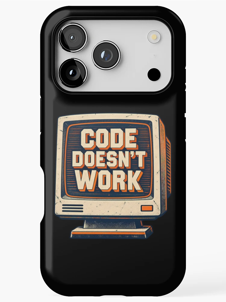 Thumbnail 1 of 4, iPhone Case, Code Doesnt Work Funny Computer Programmer Coding Humor Retro Monito designed and sold by Photo-Sphere101.