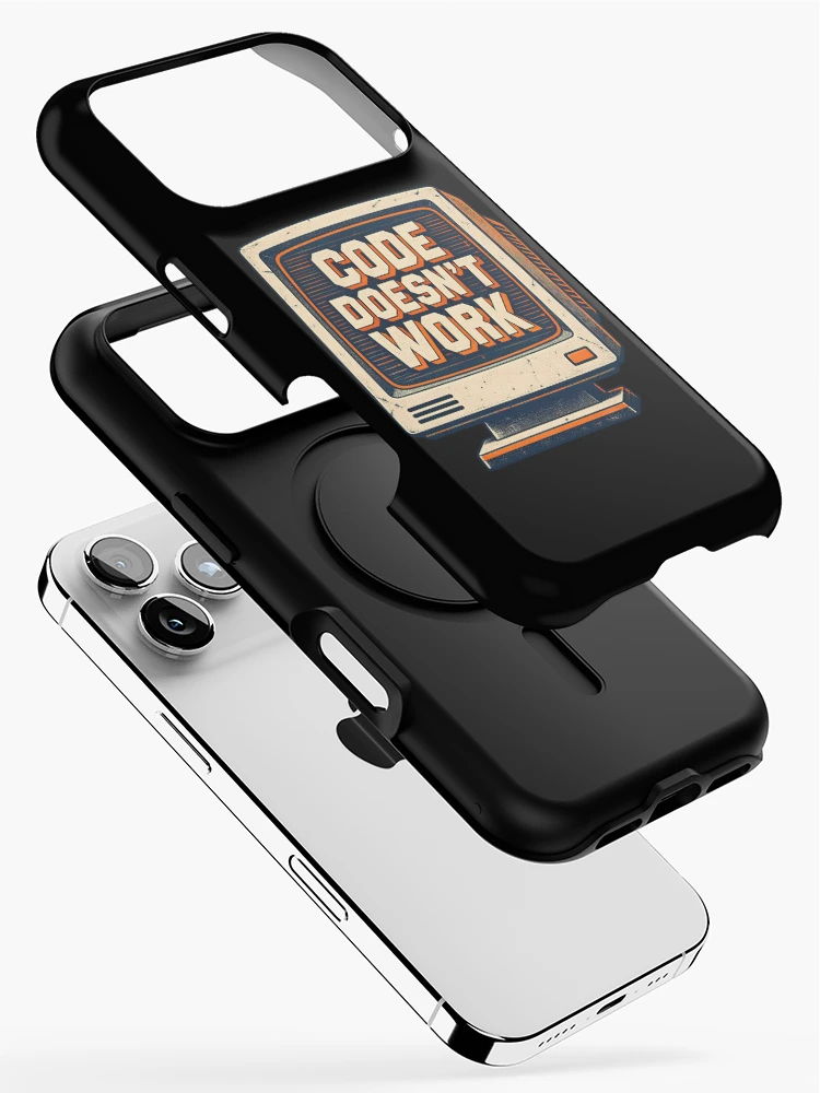 Thumbnail 2 of 4, iPhone Case, Code Doesnt Work Funny Computer Programmer Coding Humor Retro Monito designed and sold by Photo-Sphere101.