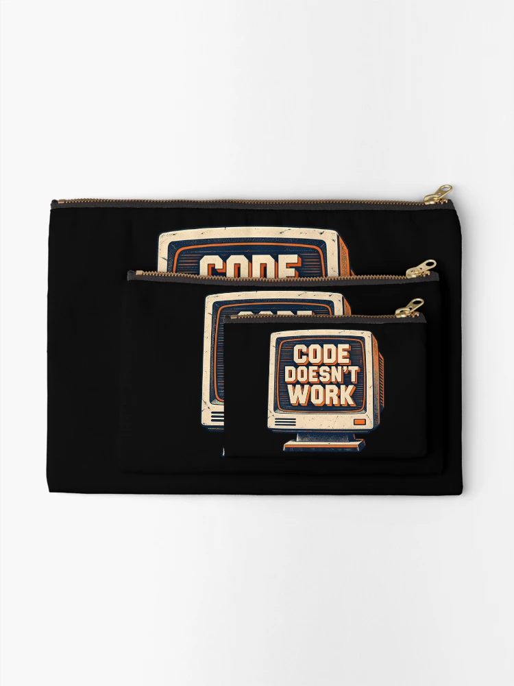 Thumbnail 2 of 4, Zipper Pouch, Code Doesnt Work Funny Computer Programmer Coding Humor Retro Monito designed and sold by Photo-Sphere101.