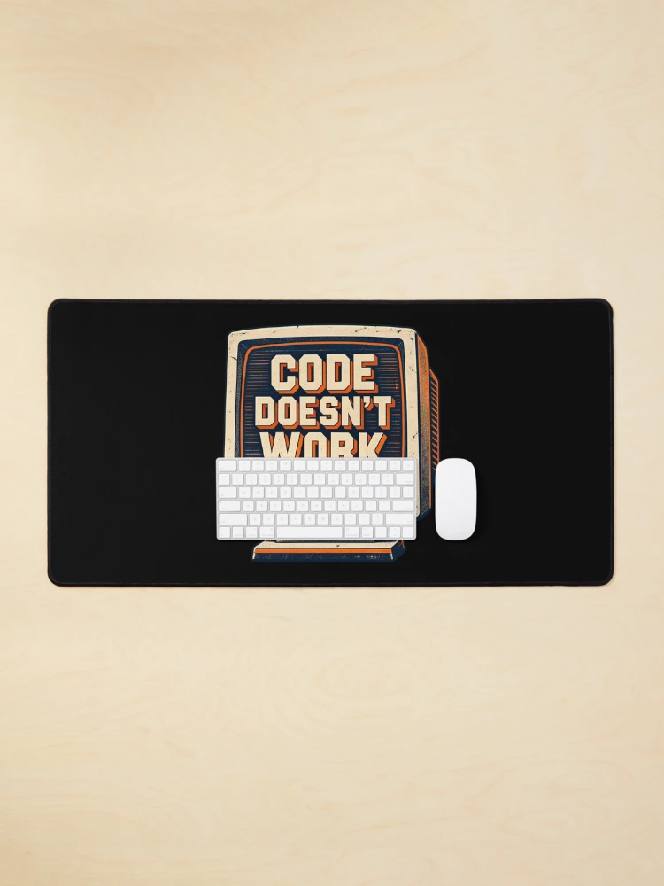 Thumbnail 1 of 5, Mouse Pad, Code Doesnt Work Funny Computer Programmer Coding Humor Retro Monito designed and sold by Photo-Sphere101.