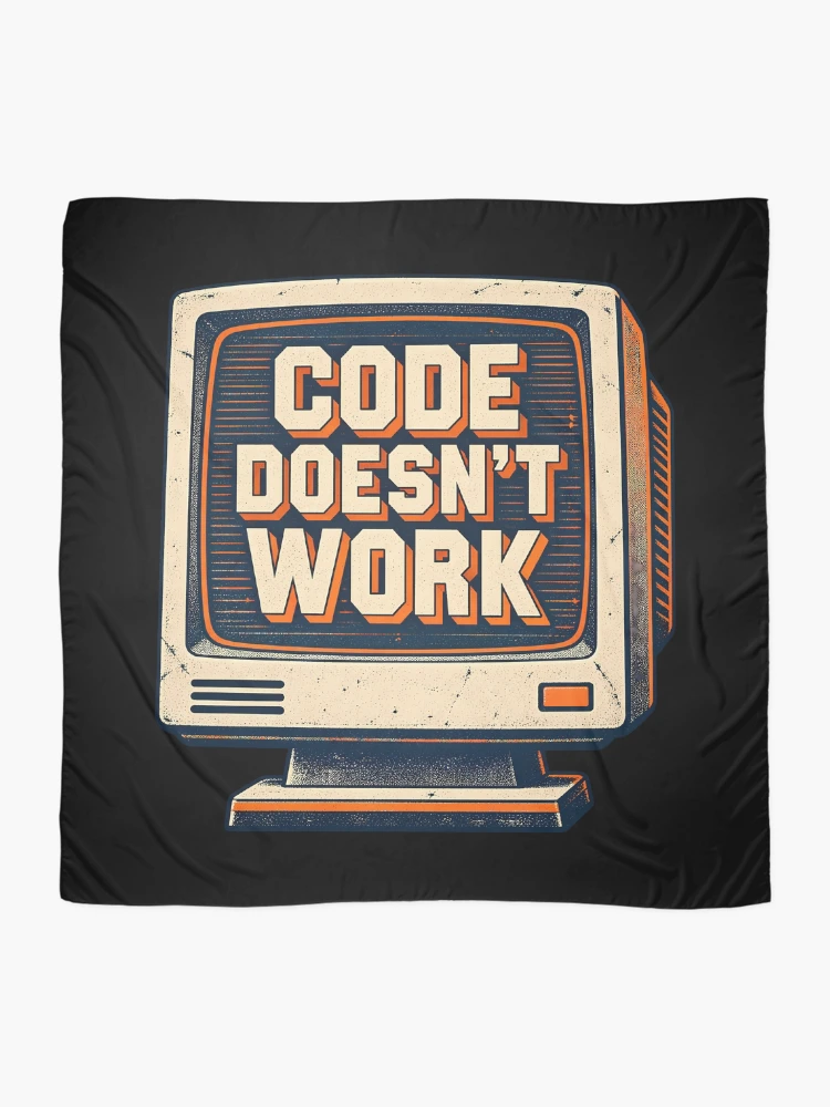 Thumbnail 2 of 3, Scarf, Code Doesnt Work Funny Computer Programmer Coding Humor Retro Monito designed and sold by Photo-Sphere101.