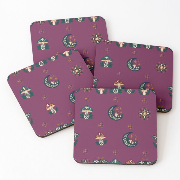 Item preview, Plum Moon and Mushroom Pattern, Celestial Folk Art designed and sold by H. Doucette Studio.