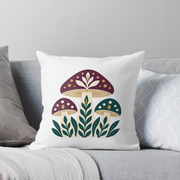 Item preview, Plum and Green Mushroom Trio, Scandinavian Folk Art designed and sold by H. Doucette Studio.