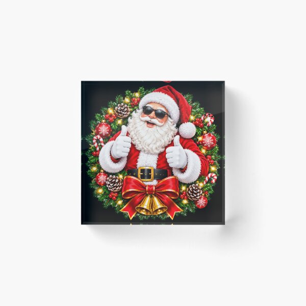 Item preview, Cool Santa Claus Sunglasses Christmas Wreath Graphic designed and sold by BirhanuDesigns.