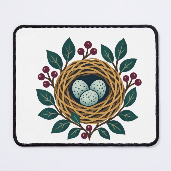 Item preview, Bird Nest with Blue Eggs, Scandinavian Folk Art designed and sold by H. Doucette Studio.
