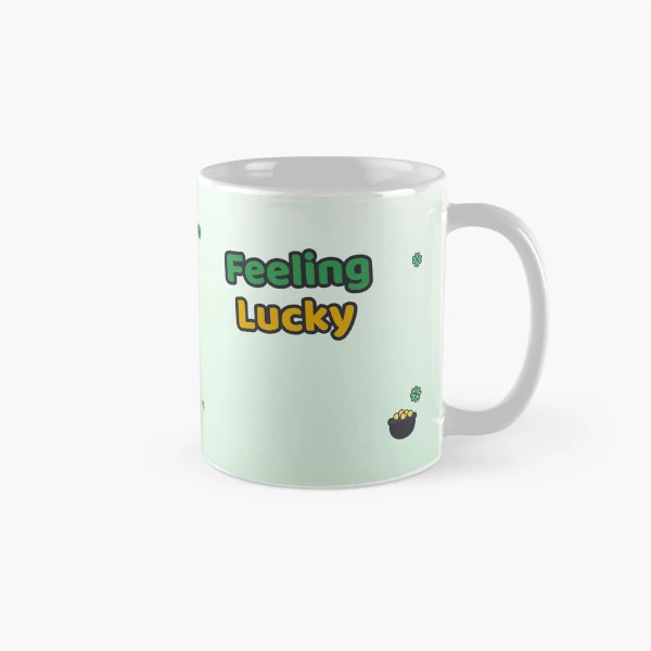 Feeling Lucky - Cute St Patricks Day Marshmallow Pip with Shamrock — Classic Mug by BiMood