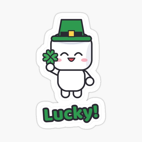 Feeling Lucky - Cute St Patricks Day Marshmallow Pip with Shamrock — Sticker by BiMood