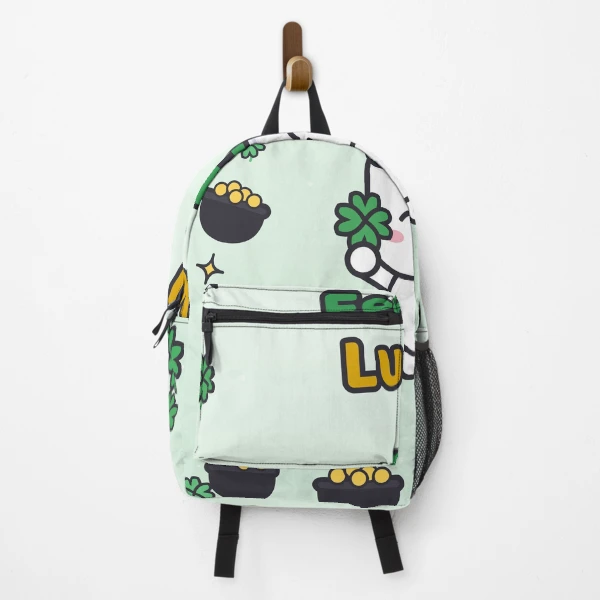 Feeling Lucky - Cute St Patricks Day Marshmallow Pip with Shamrock — Backpack by BiMood