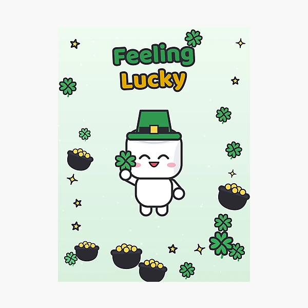 Feeling Lucky - Cute St Patricks Day Marshmallow Pip with Shamrock — Photographic Print by BiMood