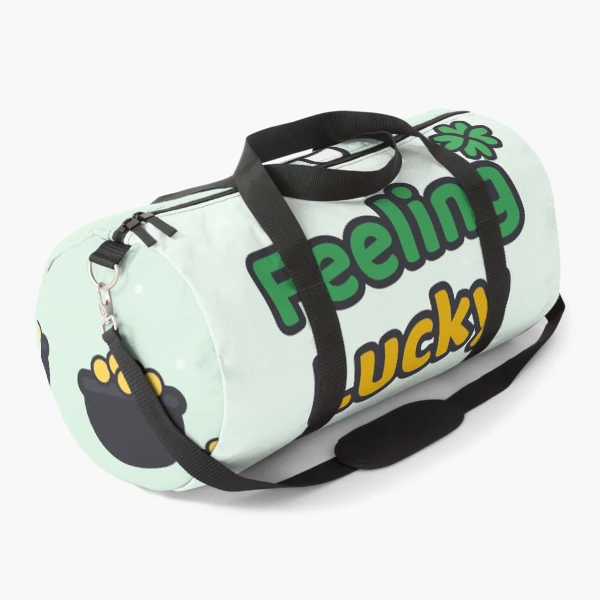 Feeling Lucky - Cute St Patricks Day Marshmallow Pip with Shamrock — Duffle Bag by BiMood