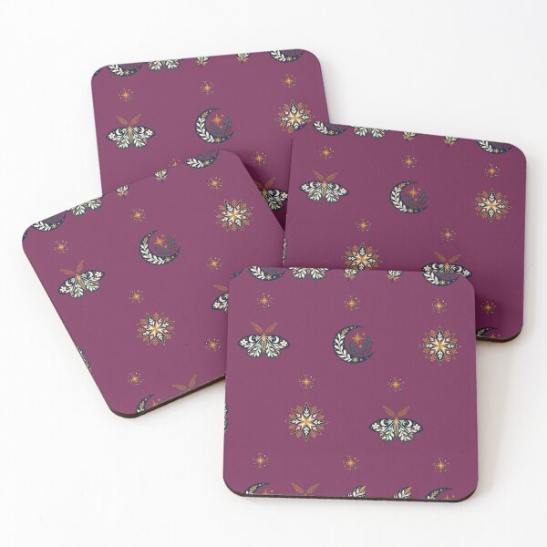 Item preview, Plum Moth and Moon Pattern, Celestial Folk Art designed and sold by H. Doucette Studio.