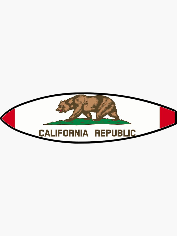 "California Flag Surfboard" Sticker for Sale by megandjack Redbubble