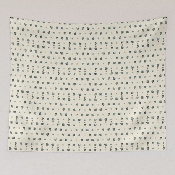 Item preview, Cream Squirrel and Acorn Ditsy Pattern, Folk Art Woodland designed and sold by H. Doucette Studio.