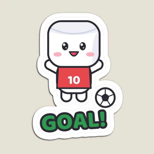 Goal Soccer Star - Cute Football Marshmallow Pip in Number 10 Jersey — Magnet by BiMood