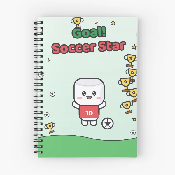 Goal Soccer Star - Cute Football Marshmallow Pip in Number 10 Jersey — Spiral Notebook by BiMood