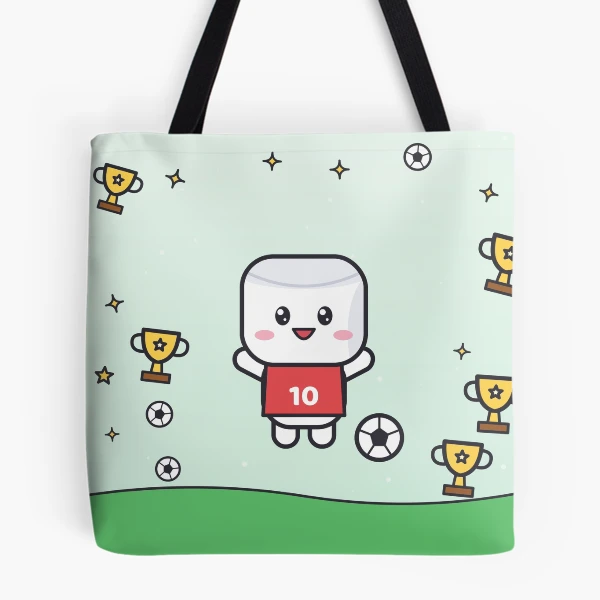 Goal Soccer Star - Cute Football Marshmallow Pip in Number 10 Jersey — All Over Print Tote Bag by BiMood