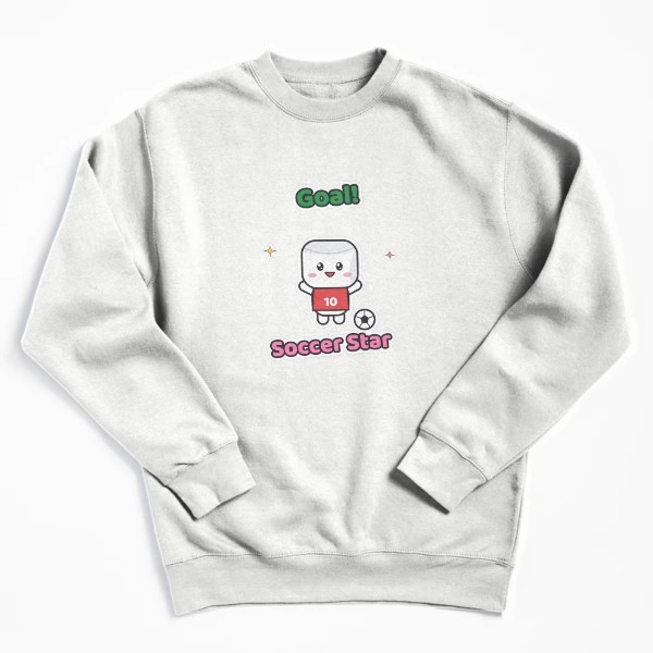Goal Soccer Star - Cute Football Marshmallow Pip in Number 10 Jersey — Pullover Sweatshirt by BiMood