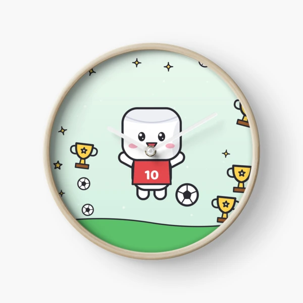 Goal Soccer Star - Cute Football Marshmallow Pip in Number 10 Jersey — Clock by BiMood