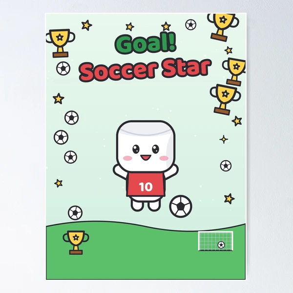 Goal Soccer Star - Cute Football Marshmallow Pip in Number 10 Jersey — Poster by BiMood