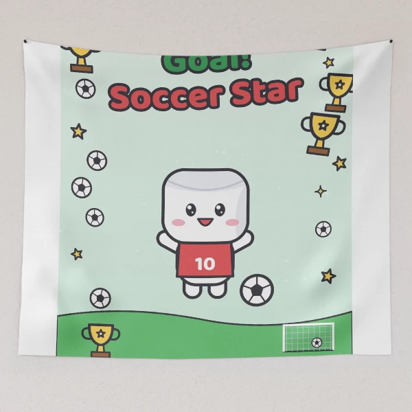 Goal Soccer Star - Cute Football Marshmallow Pip in Number 10 Jersey — Tapestry by BiMood