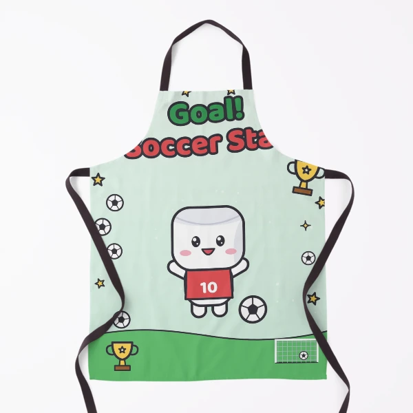 Goal Soccer Star - Cute Football Marshmallow Pip in Number 10 Jersey — Apron by BiMood