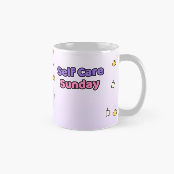 Self Care Sunday - Cute Marshmallow Pip with Face Mask and Tea — Classic Mug by BiMood