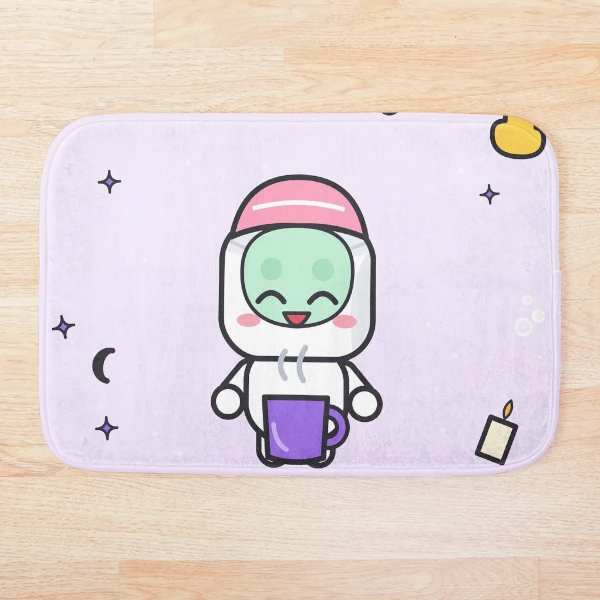 Self Care Sunday - Cute Marshmallow Pip with Face Mask and Tea — Bath Mat by BiMood