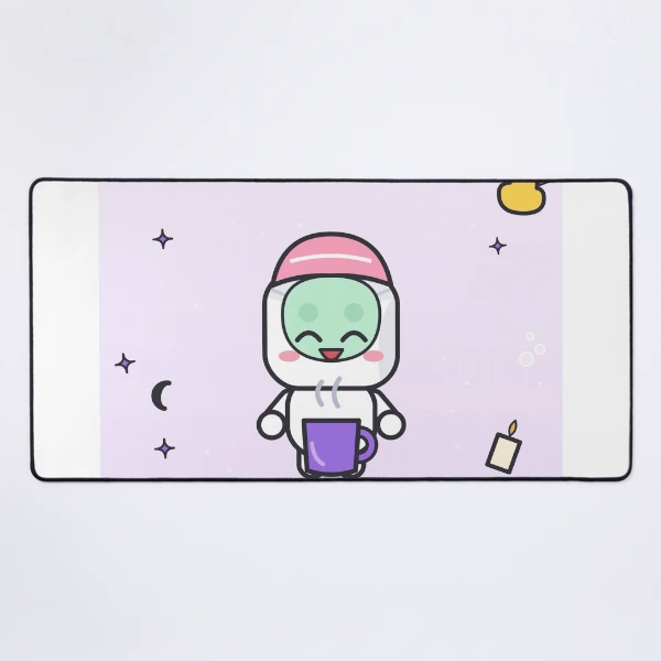 Self Care Sunday - Cute Marshmallow Pip with Face Mask and Tea — Mouse Pad by BiMood