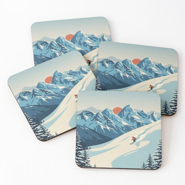 Item preview, Grand Targhee Wyoming Retro Ski Resort Teton Range Powder Skier Illustration designed and sold by JIGUWORLD.