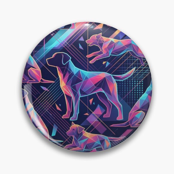 Item preview, Geometric Neon Labrador - Low Poly Illustration in Synthwave and Cyberpunk Style designed and sold by Goodthingstree.