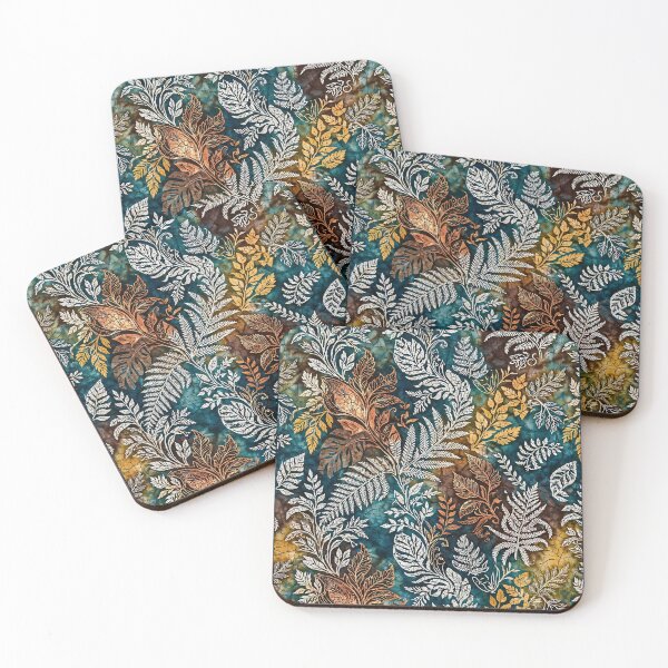 Item preview, Vintage-style botanical fern print: petrol, copper and mustard yellow designed and sold by PanaluPrint .