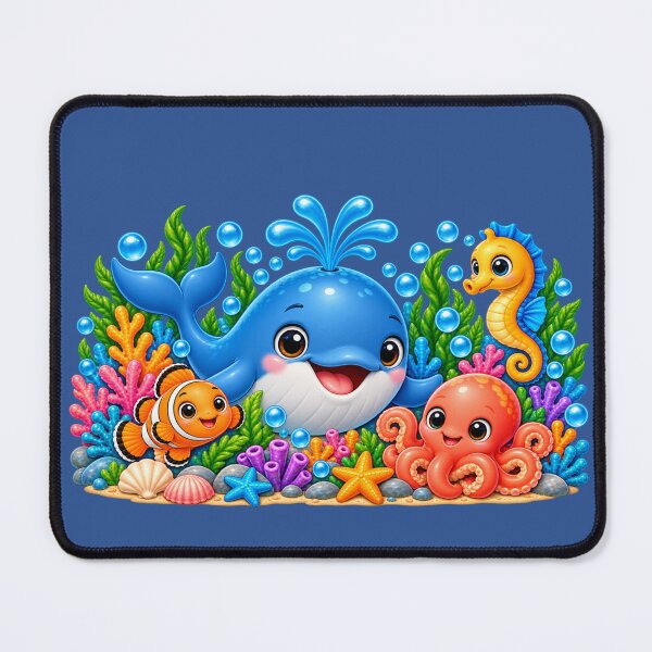 Item preview, Cute Ocean Baby Animals – Adorable 3D Whale Octopus and Sea Life Art designed and sold by HO•Designs.