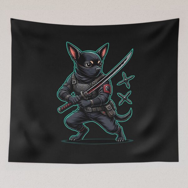 Item preview, Ninja Chihuahua Warrior – Cute Dog with Katana & Shuriken designed and sold by Designorado.