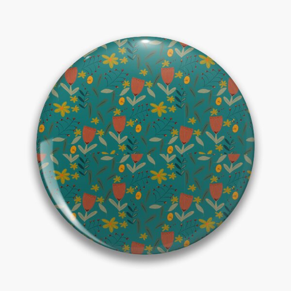 Item preview, Autumn Blooms Hand-drawn florals on teal designed and sold by CocoRand.