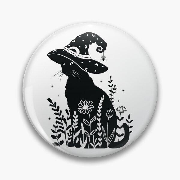 Item preview, Black Cat in Wildflowers with Spider – Feline Halloween designed and sold by EmeraldeaArt.