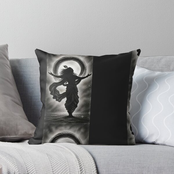 Item preview, Divine Krishna Ecstatic Dance Charcoal Sketch - Spiritual Moonlit Silhouette designed and sold by SAMORA ORIGINALS.