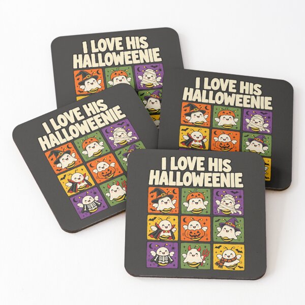 Item preview, Funny Boo Bees Grid Vintage Cartoon Halloween 3x3 Humor - I Love His Halloweenie  designed and sold by AmiGraph.