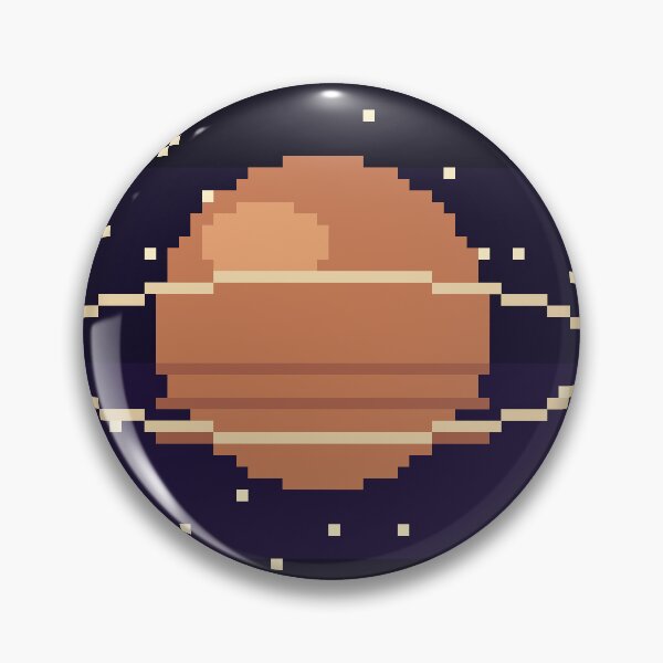 Item preview, Pixel Art Ringed Planet and Moon in Space designed and sold by pixelbypixelart.