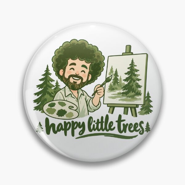 Item preview, Bob Ross Cartoon Painter and Evergreen Forest Art designed and sold by karamram.