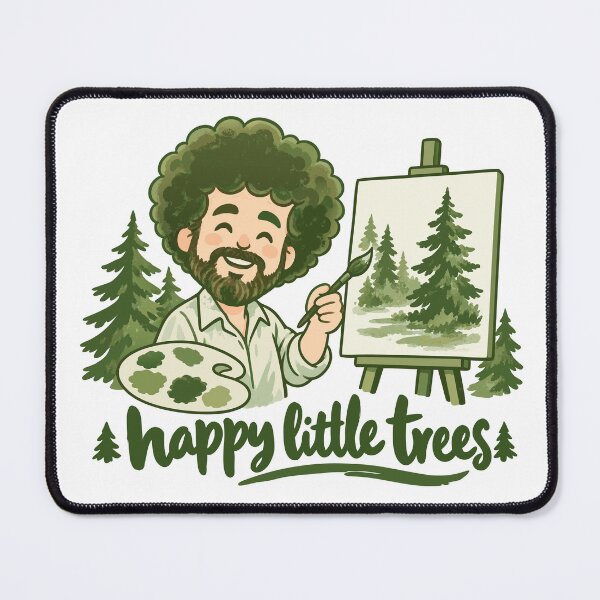 Item preview, Bob Ross Cartoon Painter and Evergreen Forest Art designed and sold by karamram.