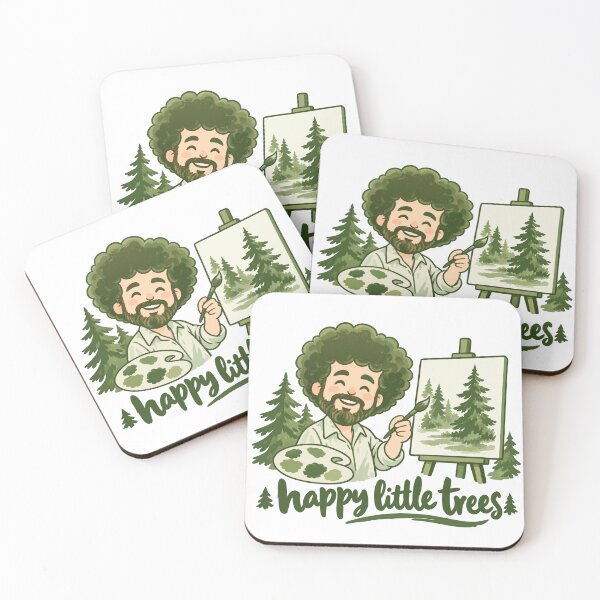 Item preview, Bob Ross Cartoon Painter and Evergreen Forest Art designed and sold by karamram.
