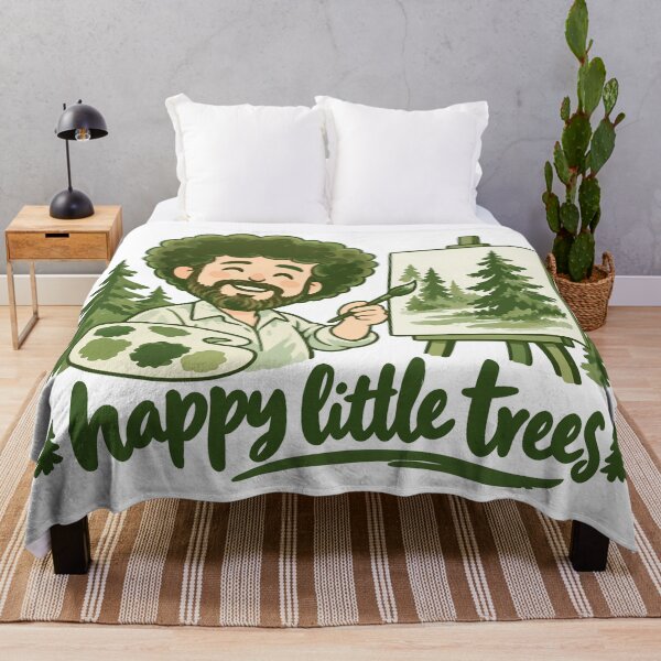 Item preview, Bob Ross Cartoon Painter and Evergreen Forest Art designed and sold by karamram.