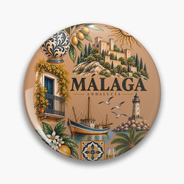 Item preview, Malaga Spain Mediterranean Travel Collage - Andalusian Art & Coastal Souvenir designed and sold by PrintGo26.