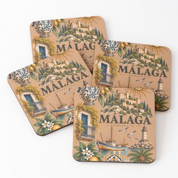 Item preview, Malaga Spain Mediterranean Travel Collage - Andalusian Art & Coastal Souvenir designed and sold by PrintGo26.