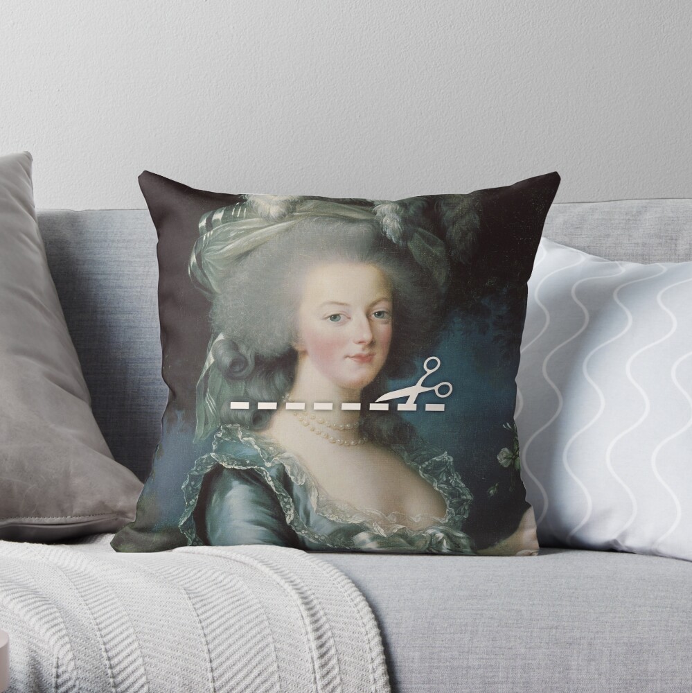 Cut Here - Marie Antoinette Throw Pillow