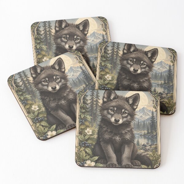 Item preview, Cute Black Wolf Pup Spirit Animal Victorian Tarot designed and sold by Lady-K-.