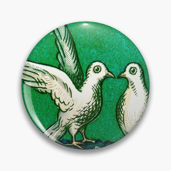 Item preview, Two Doves and Wedding Rings Vintage Love Card in Green designed and sold by Fani*.